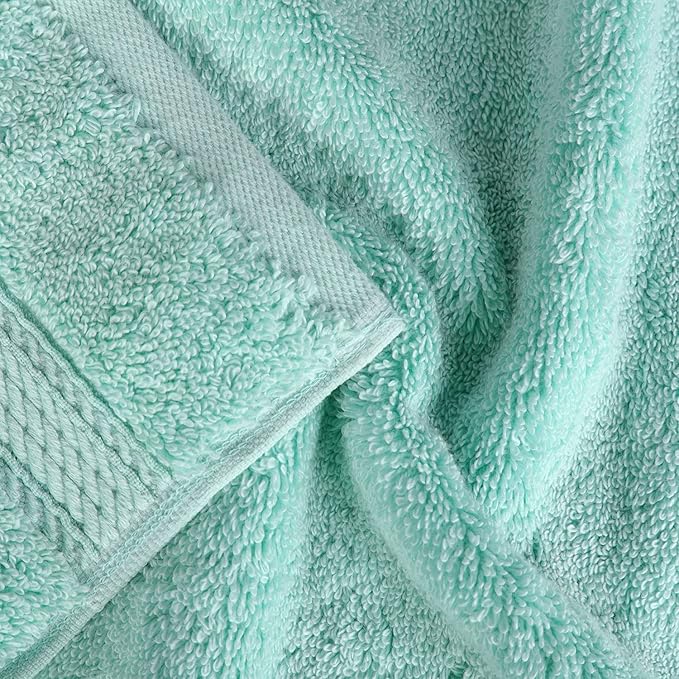 BLUENILEMILLS Madison Egyptian Cotton Towels, Towel Set for Bathroom, Shower, Hotel, Plush, 800 GSM, Highly Absorbent and Ultra-Soft Towels, Bath Essentials, 8 Piece Assorted Towel Set, Sea Foam