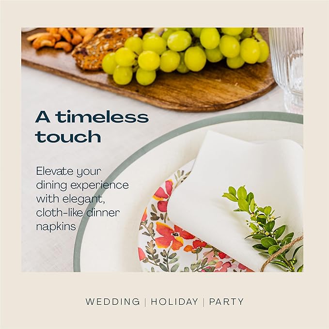 Disposable Linen-Feel Guest Towels [Pack of 300] - Disposable 8" x 17" Cloth-Like Hand Towels, Made In USA - Soft And Absorbent Paper Napkin For Kitchen, Bathroom, Party, Wedding, Or Event