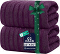 DAN RIVER Pack of 2 Bath Sheet 35x70 Inches, Oversized Ribbed Quick Dry Towel, Soft Luxury Towels for Bathroom - Purple Passion
