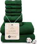 MAURA Hunter Green Bath Towel Set of 8 for Bathroom. Turkish Cotton Luxury Bath Towels. Extra Large, Thick, Plush & Soft. Hotel & Spa Quality - Dark Green