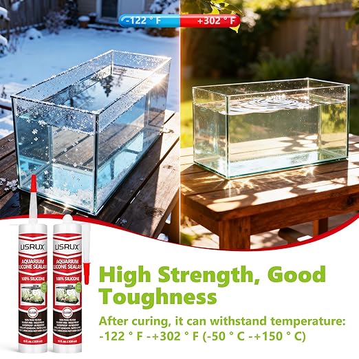 4 Pack Aquarium Silicone Clear Sealant, High Elasticity, Safe for Fish,Fast Curing Waterproof Aquarium Safe Silicone,10 Fl Oz Non-Toxic Fish Tank Safe Sealant,Strong Adhesion