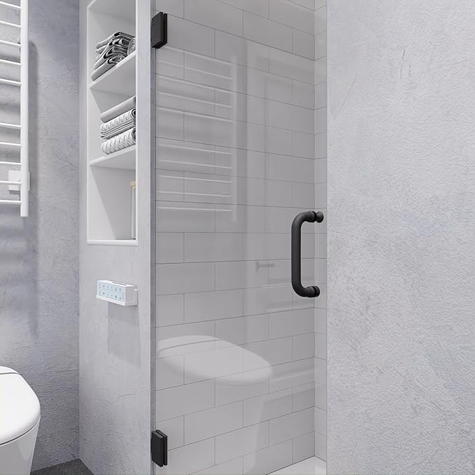 ANZZI 70" x 24" Frameless Shower Door in Gun Metal Black, Passion Water Repellent Glass Shower Door with Seal Strip Parts and Handle, 5/16 Glass Hinged Shower Door with Handle (SD-AZ09-01GB)