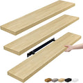 Sorbus Floating Shelves for Wall - 35 Inch Long Bathroom Shelves, Wall Decor for Bedroom, Kitchen, Living Room & Book Storage - Mounted Floating Shelf with Invisible Brackets (Maple Wood, 3 Pack)