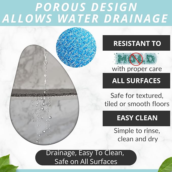 Shower Mat Non Slip - PVC Loofah Inside or Outside Showers, Bathtubs, Bathrooms, and Wet Areas - Safe for Textured Tiled and Smooth Floor - No Suction Cups Secure Anti Slip (Aqua Blue 24 x 47)
