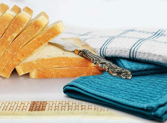 DAN RIVER Premium Dish Cloth 100% Cotton 12 X 12 Inches |Pack of 8|-Ultra Soft Tea Towels-Highly Absorbent Kitchen Rags-Terry Dishcloth for Kitchen and Household Cleaning |Teal|
