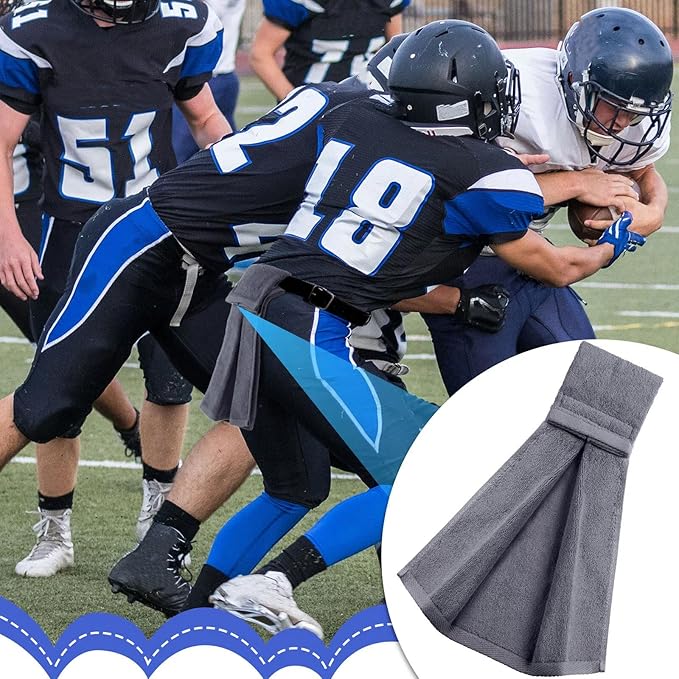 Shimeyao 2 Pcs Cotton Sports Football Towel with Closure Pitching Football Sweat Towel for Sports Gym Men Women Accessories(Gray,Classic)