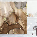 Extra Long Shower Curtain 72 x 84 Inch, Brown Tall Abstract Marble Shower Curtains for Bathroom, Modern Luxury Art Decor Ink Texture Fabric Shower Curtain Set with Hooks
