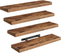 Floating Shelves for Wall, 1.5" Thick Wall Shelf Set of 4 with Invisible Brackets, 23.6L x 7.9W Hanging Shelves Farmhouse Home Decor for Bathroom, Living Room, Bedroom, Rustic Brown 6301BJP4BF