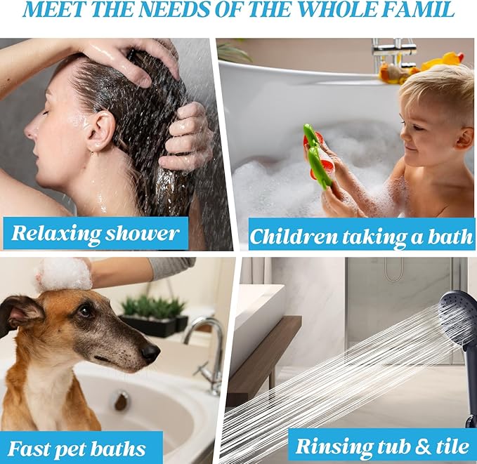 Shower Head 8'' High Pressure Rainfall, Handheld Shower Combo with 11'' Extension Arm, 5 Spray, Anti-leak Luxury Premium Quality, Rainfall Shower Head with Handheld Spray Combo, Rose Gold