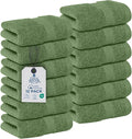 DAN RIVER 12-Pack Premium 100% Cotton SAGE Green Face Towels – Reusable Face Towel Set, Soft & Absorbent Body wash Cloths – Hand and Face Towels, 550 GSM (12x12 in)