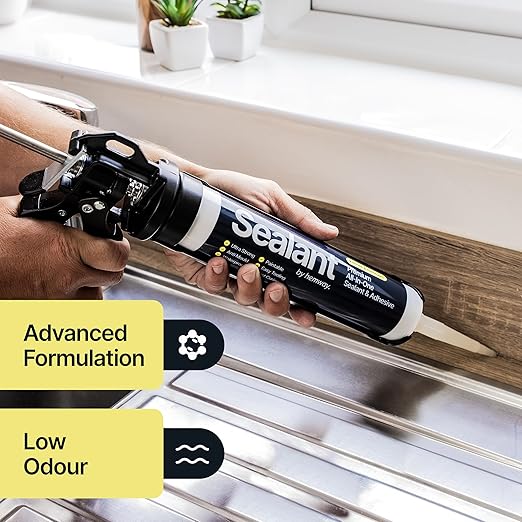 Bright White Kitchen Bathroom Hybrid Polymer Sealant Adhesive 13.1oz All in One Waterproof Weatherproof Joint Paintable Indoor Outdoor Bath Shower Sink Window Board Door RV Roof Wood - 1 Pack