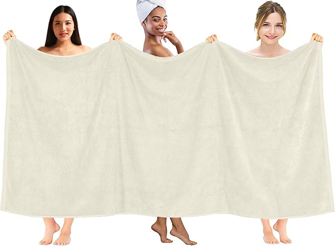 DAN RIVER Pack of 1 Bath Sheet 40x80 Inches, Extra Large Quick Dry Bath Towels, Hotel Collection Towels for Adults - Ivory