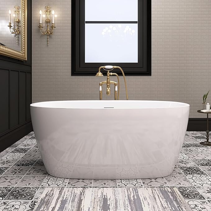 59" Acrylic Free Standing Tub, Stand Alone Tub, Freestanding Bathtub, Soaking Bathtub, cUPC Certified, YL(Glossy White)