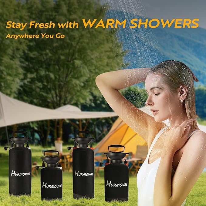 2.1 Gallon/8L Portable Shower–10 Spray Modes, Nylon Insulated Sleeve & No Electric Needed, Beach Shower for Surfing, Travel & Hiking, Portable Water Sprayer, White