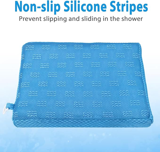 Shower Seat Cushion for Shower Chairs, Transfer Benches in Bathtub, Cushion for Sauna, 3D Mesh Pad with Hook, Slip-Resistant, Design for Elderly, Senior, Handicap & Disabled