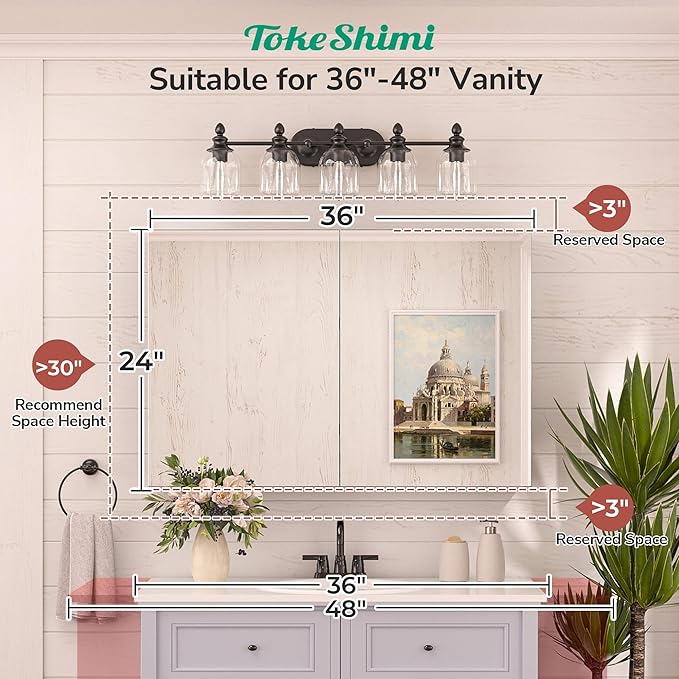 TokeShimi 36x24 Medicine Cabinet Mirror with Storage Tempered, Aluminum Surface Mount or Recessed Medicine Cabinet Silver with Adjustable Shelves for Bathroom Wall Cabinet Farmhouse