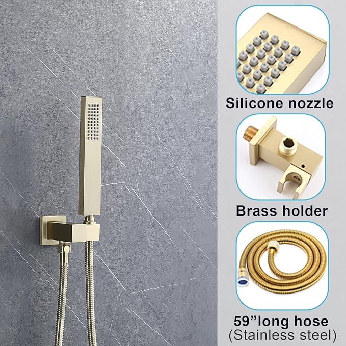 Shower System 12 Inches Rainfall Shower System Shower Head System for Bathroom 3 function shower system set Shower Faucet Rough-in Valve