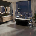 Freestanding Bathtubs 67 inch Acrylic Stand Alone Tub – Black Exterior White Interior, Chrome Drain, Ergonomic Oval Design, Modern Freestanding Tub for Bathroom, Family or Guest Use