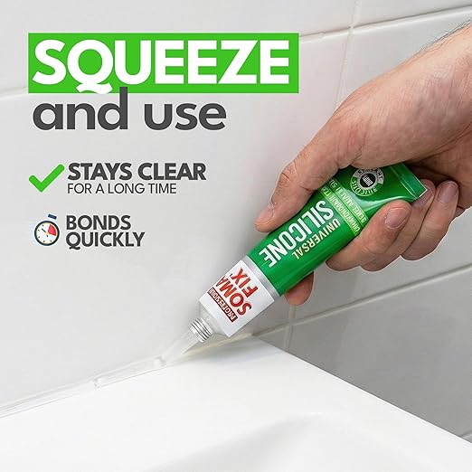 Silicone Caulk - Squeeze Tube Silicone Sealant for Wood, Kitchen, Bathroom, Sink, and Windows - Multi-Purpose & Waterproof (Clear)