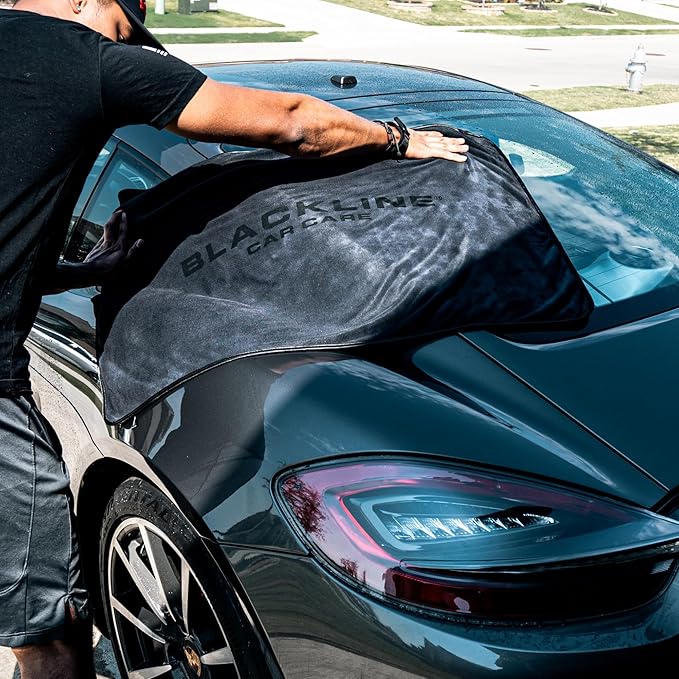 Blackline 24"x36" Slim Twisted-Loop Drying Towel, 800GSM, Streak Free, Lint Free, Reusable - Car Accessories, Bath Towels, Microfiber Cleaning Cloth - One Pass is All You Need