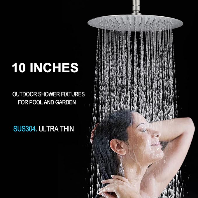 Shower Faucet - Shower Faucets Sets Complete, Shower System - Outdoor Shower Kit/Outdoor Shower Fixtures W/ SS304 Shower Head with 3 modes Handheld, Brushed Nickel