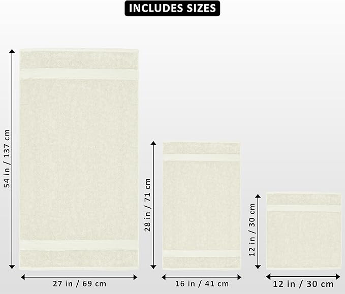 Utopia Towels 8 Piece Luxury Towel Set – Majestic Plush, Super Absorbent & Quicker-to-Dry, Thick 100% Ring Spun Cotton Towels for Bathroom, Spa & Hotel – 2 Bath, 2 Hand, 4 Washcloths, Ivory