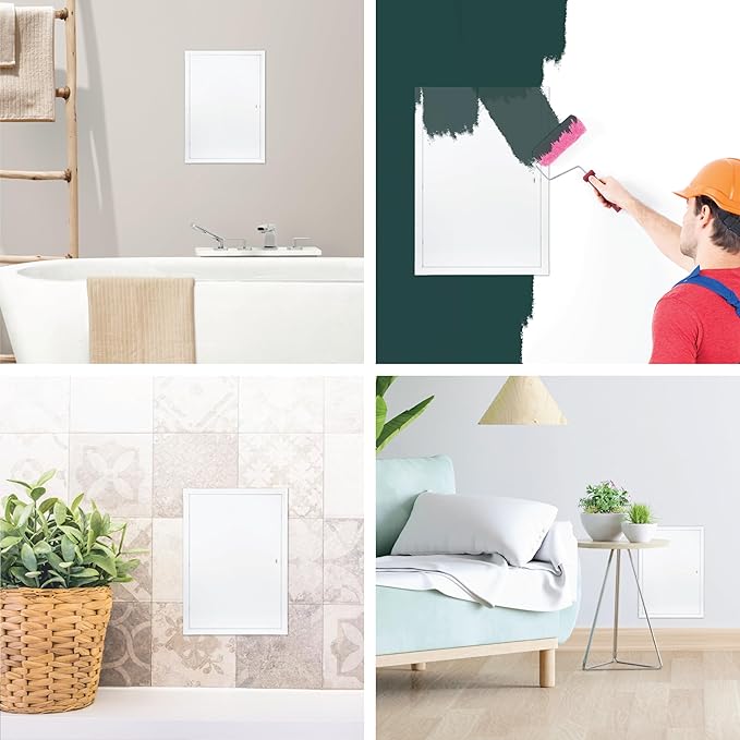 16" x 24" White Metal Access Panel. Service Shaft Door Panel. Plumbing, Electricity, Heating, Alarm Wall Access Panel for Drywall. Bathroom Services Access Hole Cover.