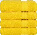 Cotton Paradise 100% Cotton Turkish Washcloth Set for Bathroom, 4 Piece Soft Absorbent Small Hand Face Towels Wash Rags, Yellow
