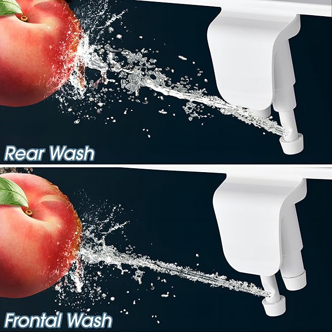 BIGCOW Ultra-Slim Bidet Attachment for Toilet - Dual Nozzle (Frontal & Rear Wash) with Adjustable Cold Water Pressure and Stainless Steel Inlet - Hygienic Solution for Fresh Cleanliness, Black 1 Pcs