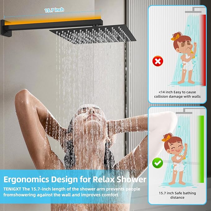 Bathroom Shower Faucet Set，10 Inch Rain Shower Head with Handheld Spray，Brass Shower Valve Trim Kit，Wall Mounted Square Rain Shower System (Matte black)
