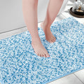Yimobra Luxury Bathroom Rugs, 47x24, Extra Soft Chenille Mats for Bathroom Non Slip, Fluffy Long Matts for Tub, Plush Shaggy Carpet Runner, Water Absorbent, Machine Washable, Blue & Light Blue