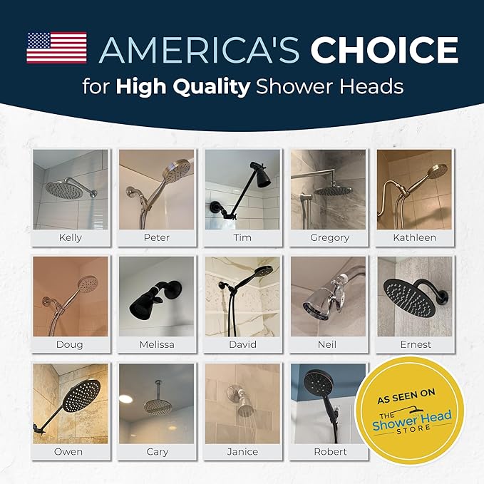 HammerHead Showers® Solid Metal 2 Inch High Pressure Shower Heads - BRUSHED NICKEL – 2.5 GPM Shower Heads High Pressure - High Flow Shower Head with ADJUSTABLE SPRAY PATTERN - Fixed Shower Head