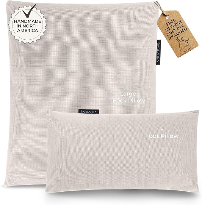 BADESOFA® Luxury Bath Pillow Set 2-Piece – Large Back Pillow & Foot Pillow for Tub – Spa-Grade Comfort for Head, Neck, Back & Feet – Quick Drying Bathtub Cushion Set in Ivory Pearl
