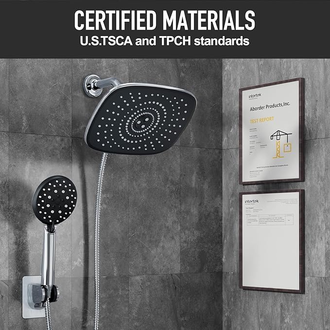 Veken 10'' Rain Shower Head with Handheld, High Pressure Rainfall Showerhead Combo with 5 Handheld Water Spray Modes for Bathroom Accessories, Home Decor, Detachable Dual Shower Heads, Chrome Silver
