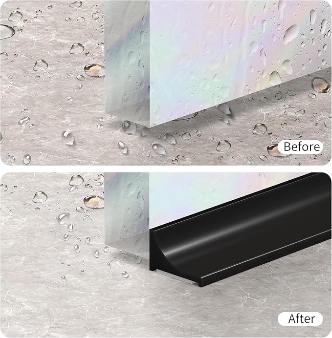 67Inch Shower Threshold Water Dam, Self-Adhesive Silicone Shower Barrier Water Stopper Shower Door Bottom Seal Strip Shower Splash Guard for Bathroom Kitchen Bathtub