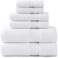 LANE LINEN Towel Set of 6 – 100% Mercerized Cotton, Zero Twist, 2 Large Bath Towel, 2 Hand Towels & 2 Wash Cloths, Quick Dry & Long-Lasting, Perfect for Family Bathrooms, Easy Care – White Towels