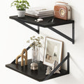 Fun Memories 10 Inch Deep Floating Shelves, Black Floating Shelf 16 Inch Long, 16" W x 10" D Wall Shelves Set of 2, Deep Shelves for Books, Wide Floating Shelves for Bahtoom, Living Room, Kitchen