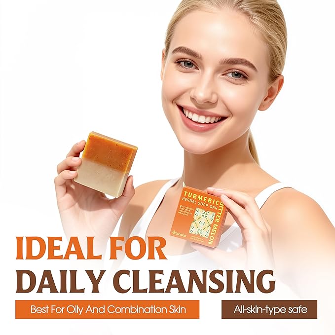Turmeric & Bitter Melon Soap Bar (Pack of 5) – 2-in-1 Cleansing & Balancing, Cold Process Handmade Bar with Natural Botanicals, Gentle Soap for Oily Skin