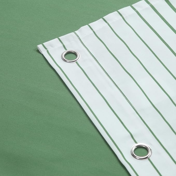 Extra Long Green Shower Curtain, Sage Green and White Gradient Horizontal Stripe Waterproof Polyester Shower Curtains for Bathroom, 72x84 Inches