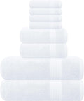 GLAMBURG Ultra Soft 8-Piece Towel Set - 100% Pure Ringspun Cotton, Contains 2 Oversized Bath Towels 27x54, 2 Hand Towels 16x28, 4 Wash Cloths 13x13 - Ideal for Everyday use, Hotel & Spa - White