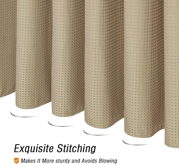 Gibelle Small Stall Shower Curtain 36 x 72, Narrow Half Waffle Weave Textured Fabric Shower Curtain for Bathroom, Water Repellent, Machine Washable, Beige