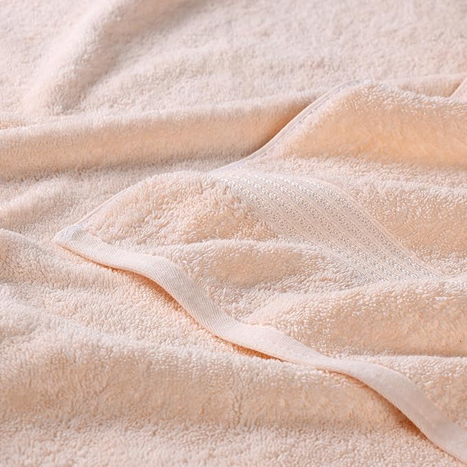 Superior Egyptian Cotton 4-Piece Bath Towel Set for Shower, Bath, Spa, Resort, Hotel, Soft Body Towels, Airbnb Essentials, Apartment, Dorm, Quick Dry, Absorbent, Bathroom Basics, Peach