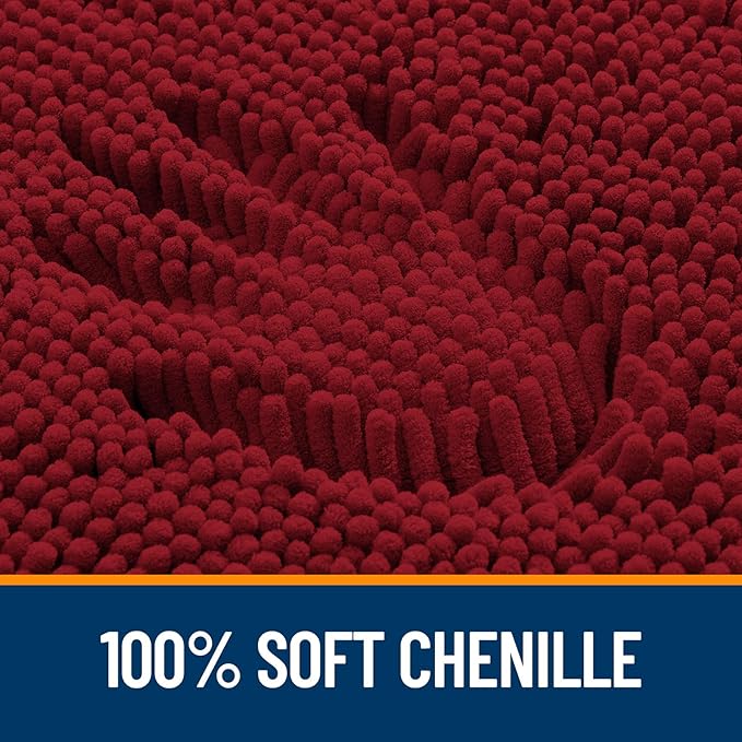 OLANLY Bathroom Rugs 59x24, Extra Soft Absorbent Chenille Bath Rugs, Rubber Backing Quick Dry, Machine Washable Bath Mats for Bathroom Floor, Tub and Shower, Home Decor Accessories, Red