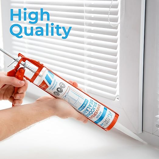 Adhesive Guru Clear Silicone Sealant Waterproof (24 x 10.15 fl.oz.), All Purpose 100% Silicone Caulk, Weatherproof & Flexible Adhesive Sealant for Indoor and Outdoor Use, Transparent - 24 Pack