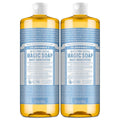 Dr. Bronner's Magic Soap-Pure-Castile Liquid Soap (Baby Unscented, 32 ounce, 2-Pack)-Regenerative Organic Certified Oils, 18-in-1 Uses: Body, Laundry & Dishes, For Sensitive Skin, No Fragrance