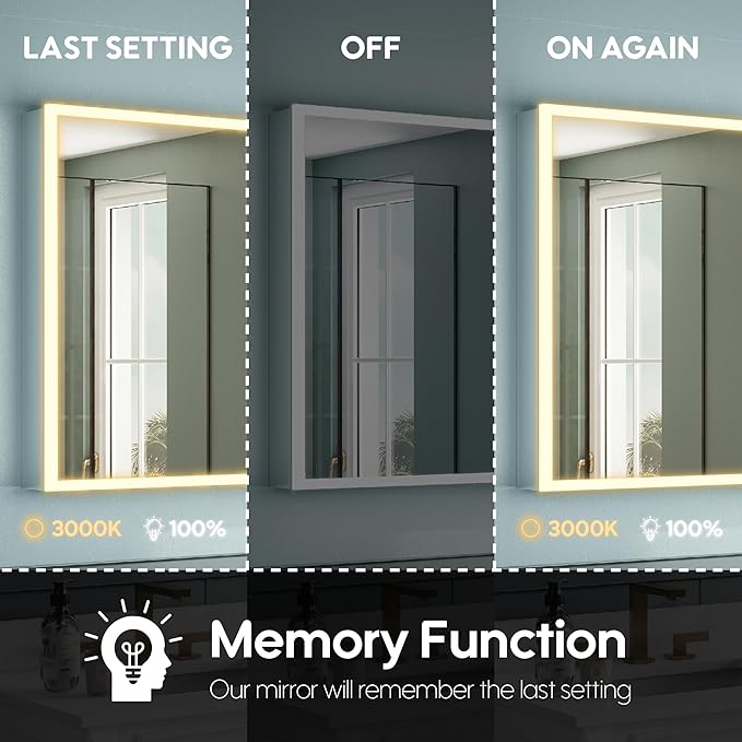 WELLFOR 60" X 30" LED Mirrored Bathroom Cabinet with 3X Magnification Makeup Mirror, Medicine Cabinet with Defog Mirror, Dimmer, Outlets & USB Ports, Bathroom Mirrored Cabinet with Three Opening Doors