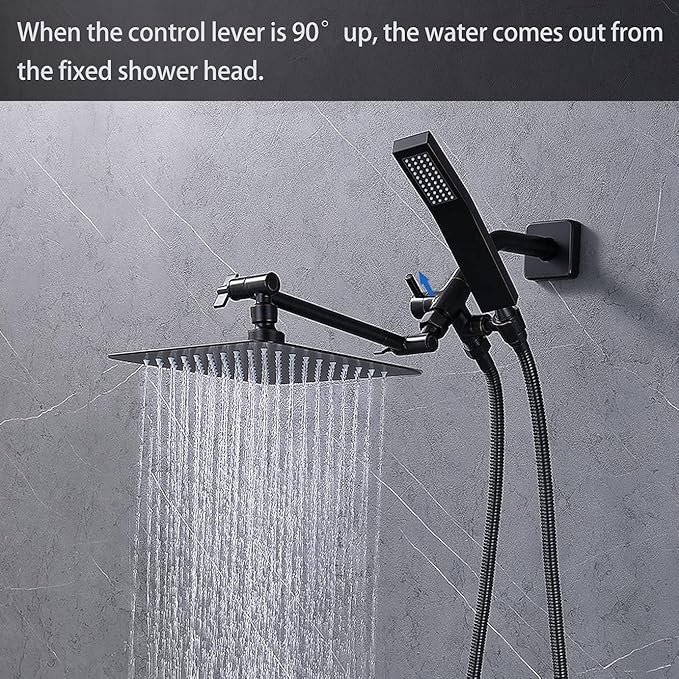 G-Promise Solid Metal Shower Arm Diverter with Holder for Hand Held Showerhead and Fixed Spray Head, G 1/2 3-Way Bathroom Universal Diverter System Replacement Part (Oil Rubbed Bronze)