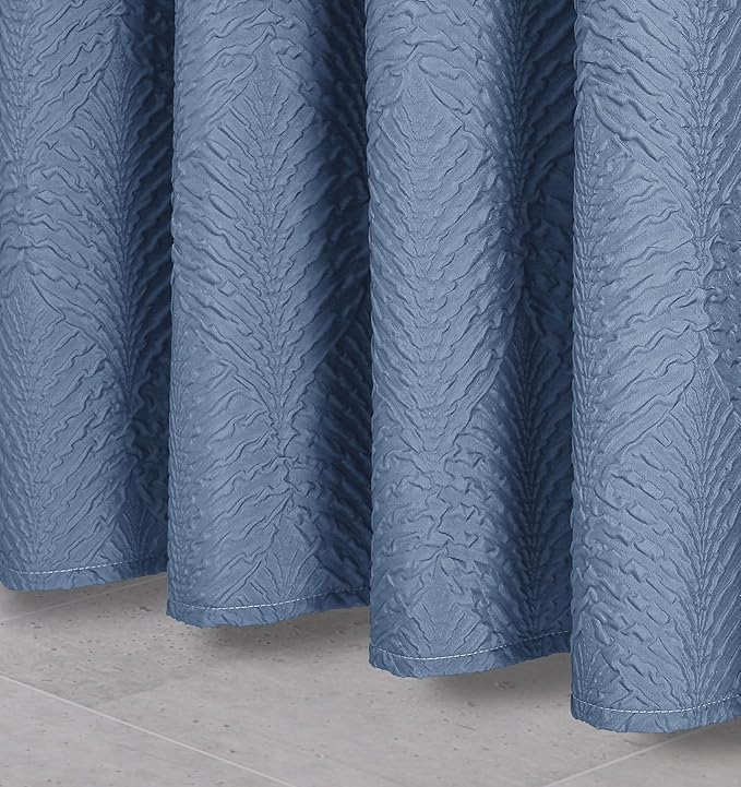 Gibelle Ombre Blue Shower Curtain for Bathroom, 3D Embossed Textured Fabric Shower Curtain, Modern Farmhouse Chic Soft Cloth Shower Curtain Set with Hooks, 72x72