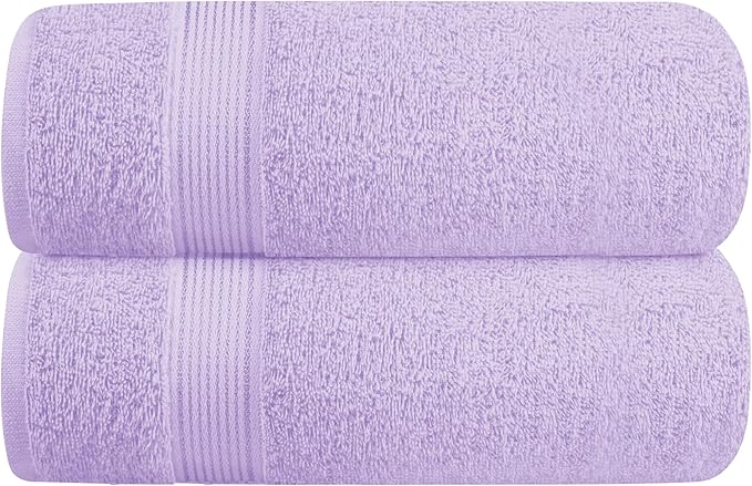 Elvana Home Cotton 2 Pack Oversized Bath Towel Set 28x55 inches, Large Bath Towels, Ultra Absorbant Compact Quickdry & Lightweight Towel, Ideal for Gym Travel Camp Pool - Dark Purple