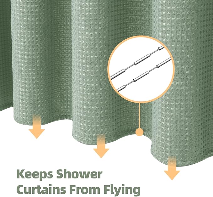 LaCyan 3 in 1 Waterproof Waffle Weave Shower Curtain and Clear Liner Set with 12 Stainless Steel Hooks Double Sided for Bathroom 72 Inches Heavy Duty Polyester Fabric Shower Curtains 72x72